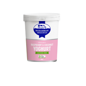 barambah organic raspberry and coconut yoghurt 500g